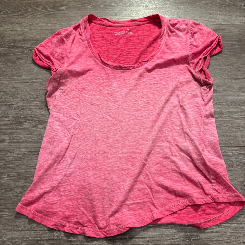 Pilcro Shirt Womens M Pink Slub Cotton Paper Thin Anthropologie Scoop Neck Tee
